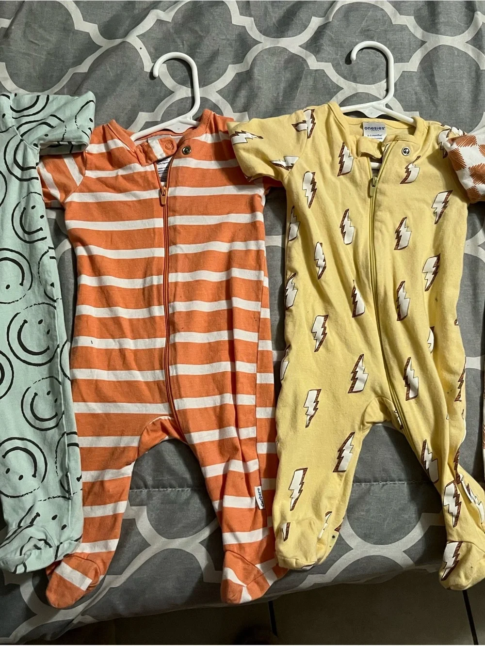 Carter's Yellow Lightning Bolt Zip-Front Footed One-Piece